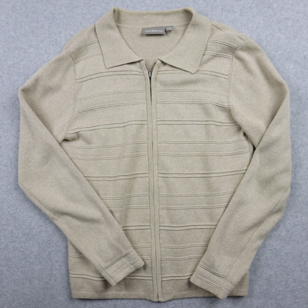Croft & Barrow Sweater Mens Medium Full Zip Cardigan Knit Collared Long Sleeve